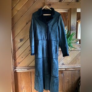 Black Authentic Leather Handmade Italian Coat - Fits like a S/M